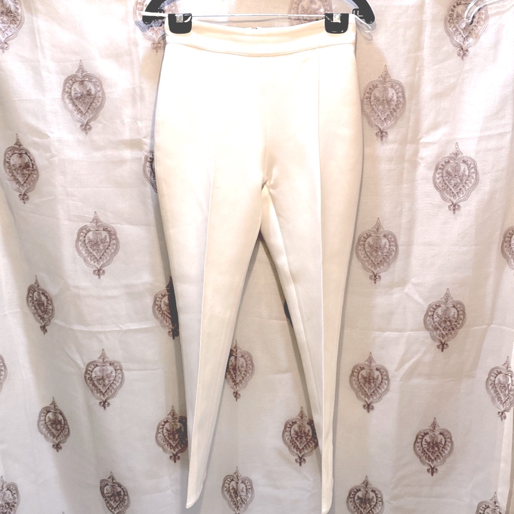 Maticveksi Cream Creased Center Front Seam Tapered Hem Rear Zip Pants Sz 27w